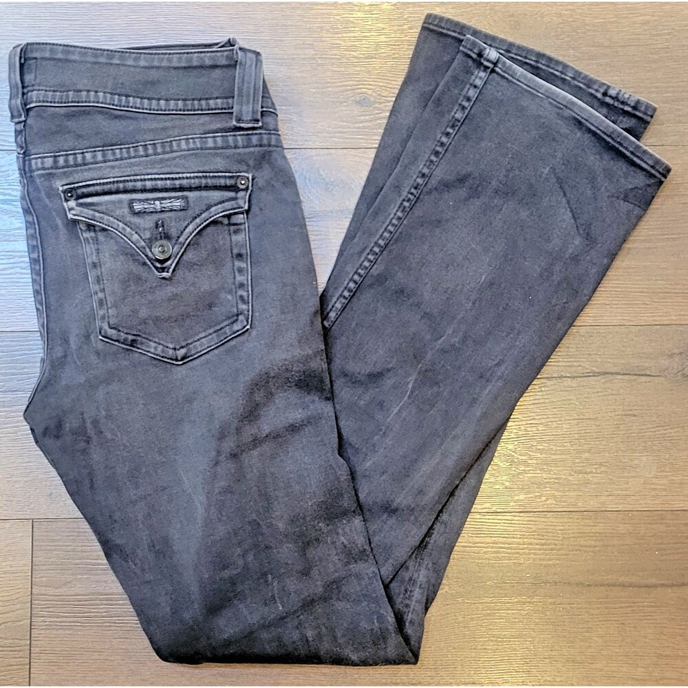 Hudson Women's Jeans Size 34 Black Bootcut Flap Pocket Stretch Charcoal Wash